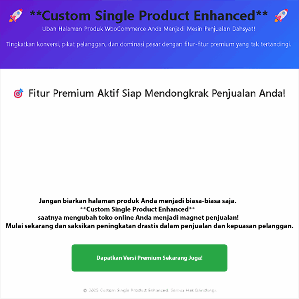 Custom Single Product Enhanced for Woocommerce (Premium) 1 Years License
